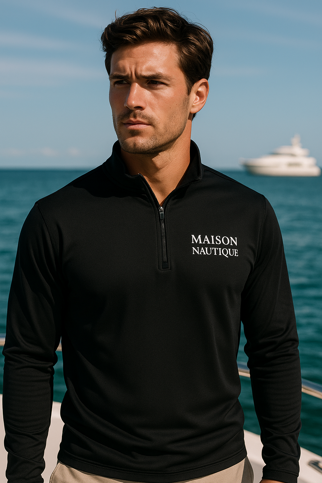 Maison Nautique Signature Quarter-Zip – Black, Grey, True Navy - Maison Nautique 