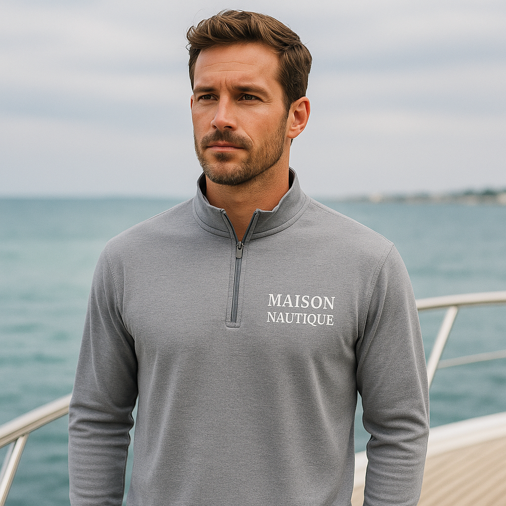 Maison Nautique Signature Quarter-Zip – Black, Grey, True Navy - Maison Nautique 