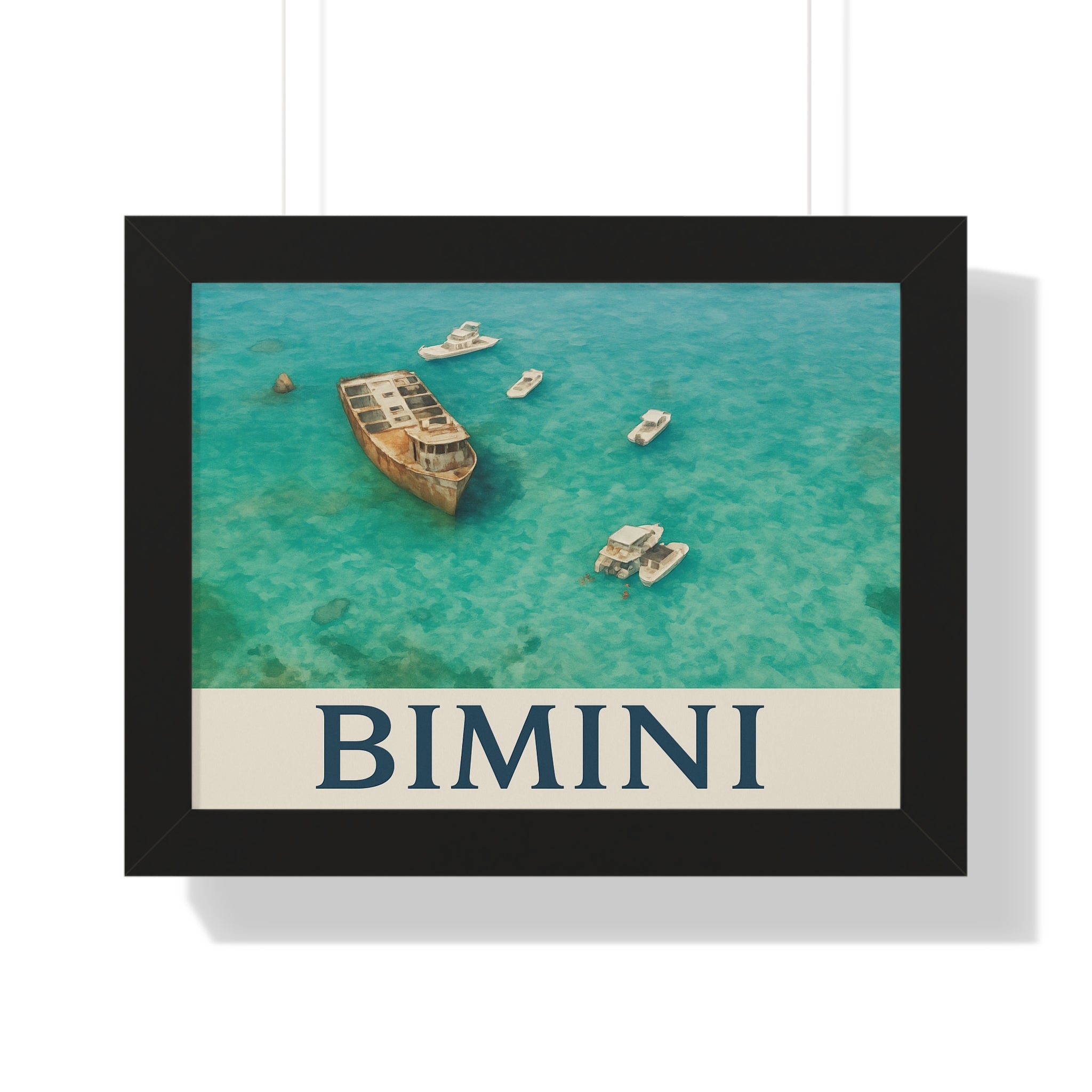 Bimini Wreck – Framed Nautical Poster | Coastal Aerial Art Print - Maison Nautique 