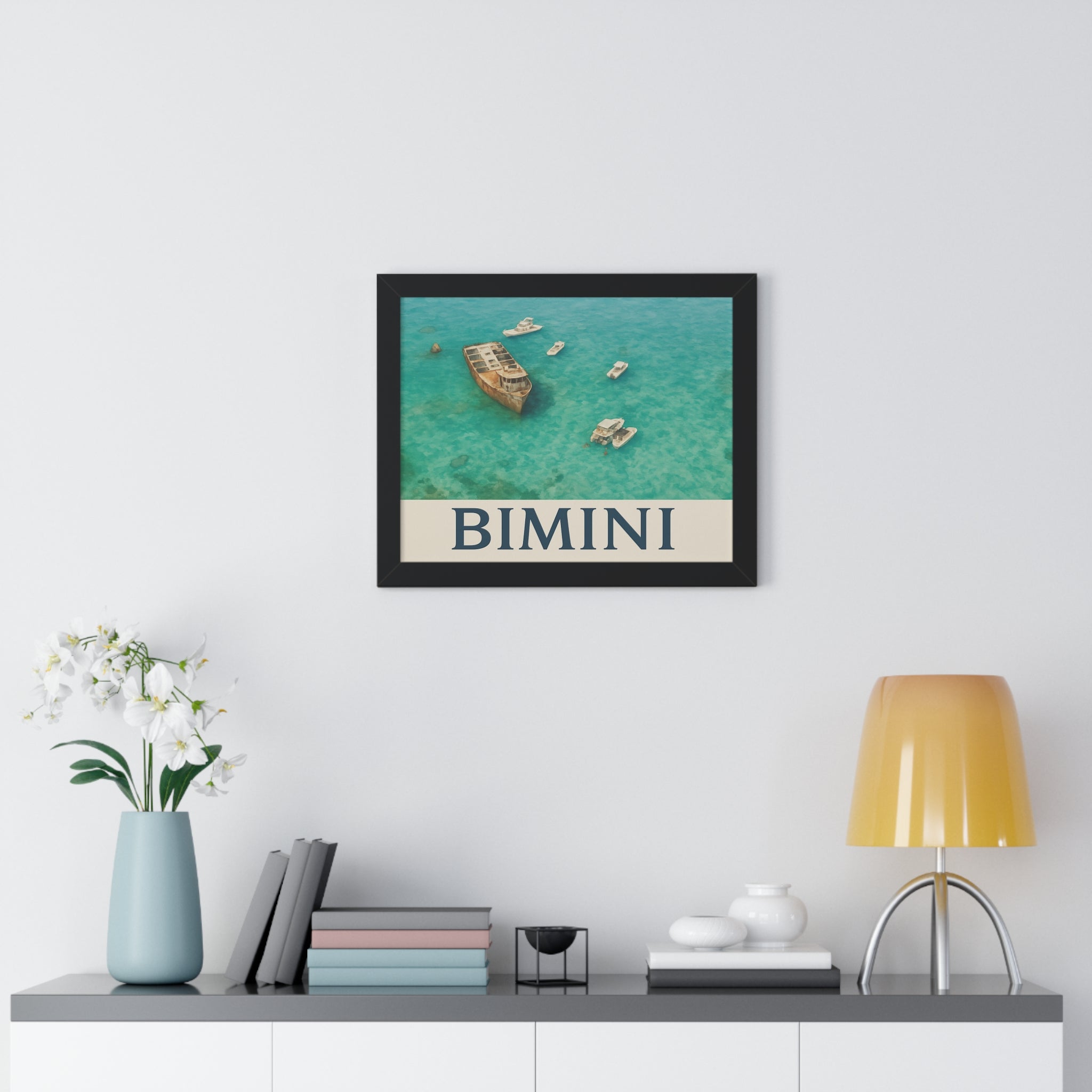 Bimini Wreck – Framed Nautical Poster | Coastal Aerial Art Print - Maison Nautique 