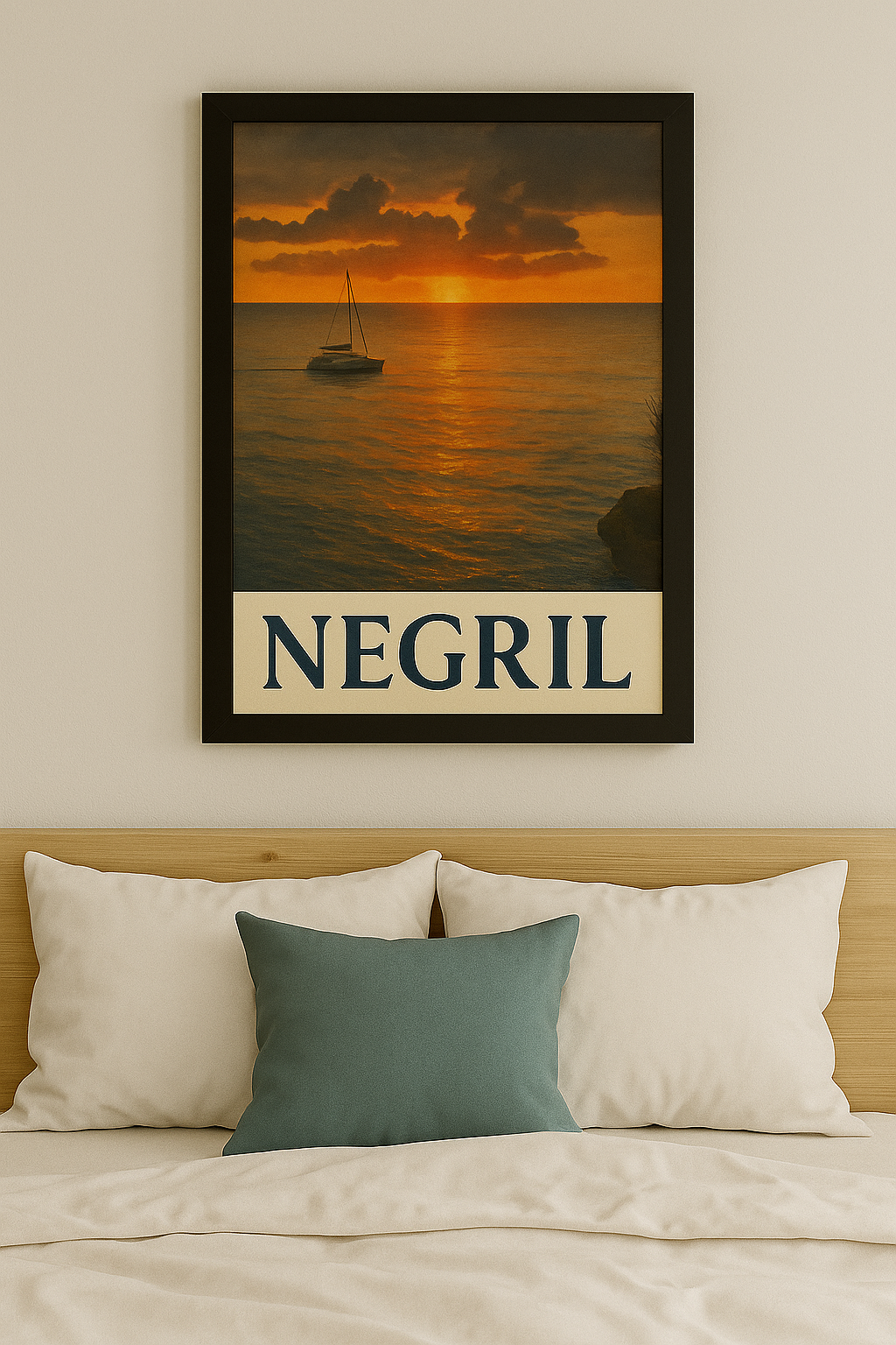 Negril Sundown – Framed Vertical Poster | Sunset Coastal Art Print - Maison Nautique 