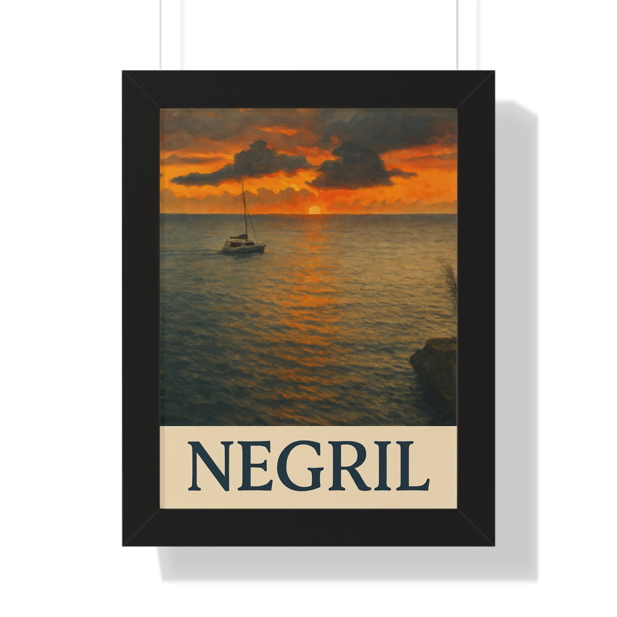 Negril Sundown – Framed Vertical Poster | Sunset Coastal Art Print - Maison Nautique 