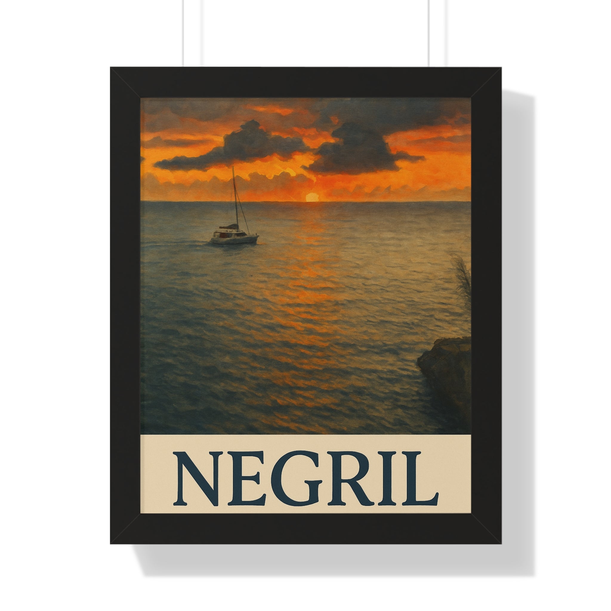 Negril Sundown – Framed Vertical Poster | Sunset Coastal Art Print - Maison Nautique 