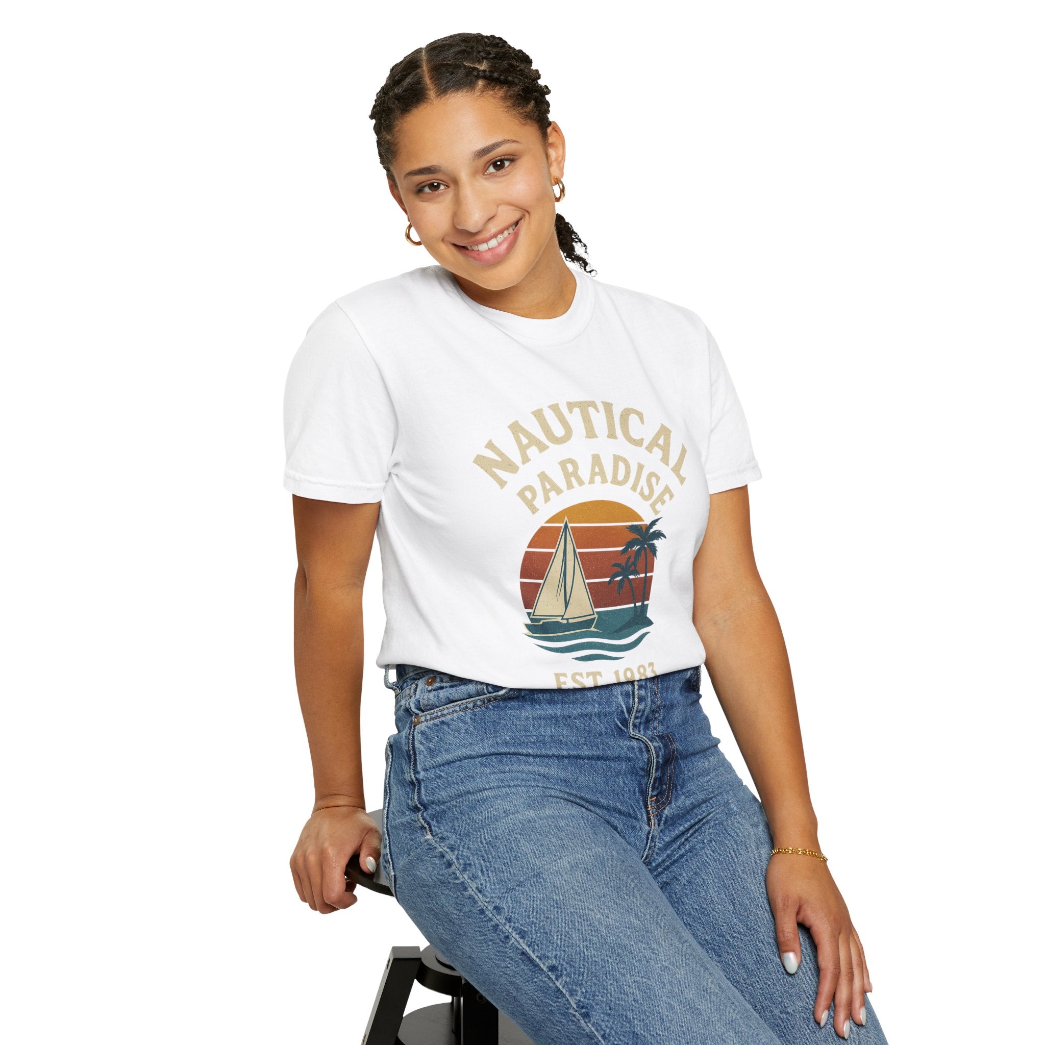 Nautical Paradise – Unisex Vintage Sailing Tee - Maison Nautique 