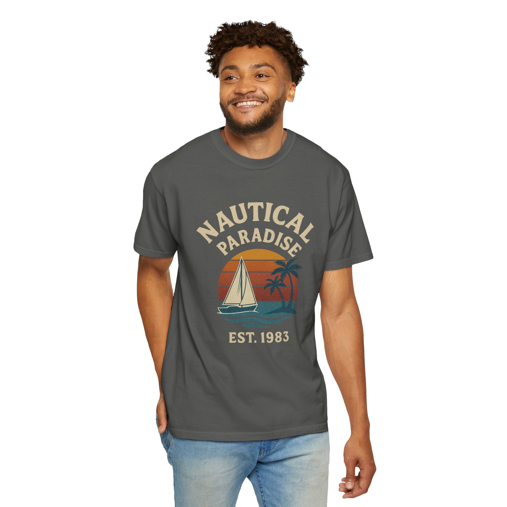 Nautical Paradise – Unisex Vintage Sailing Tee - Maison Nautique 