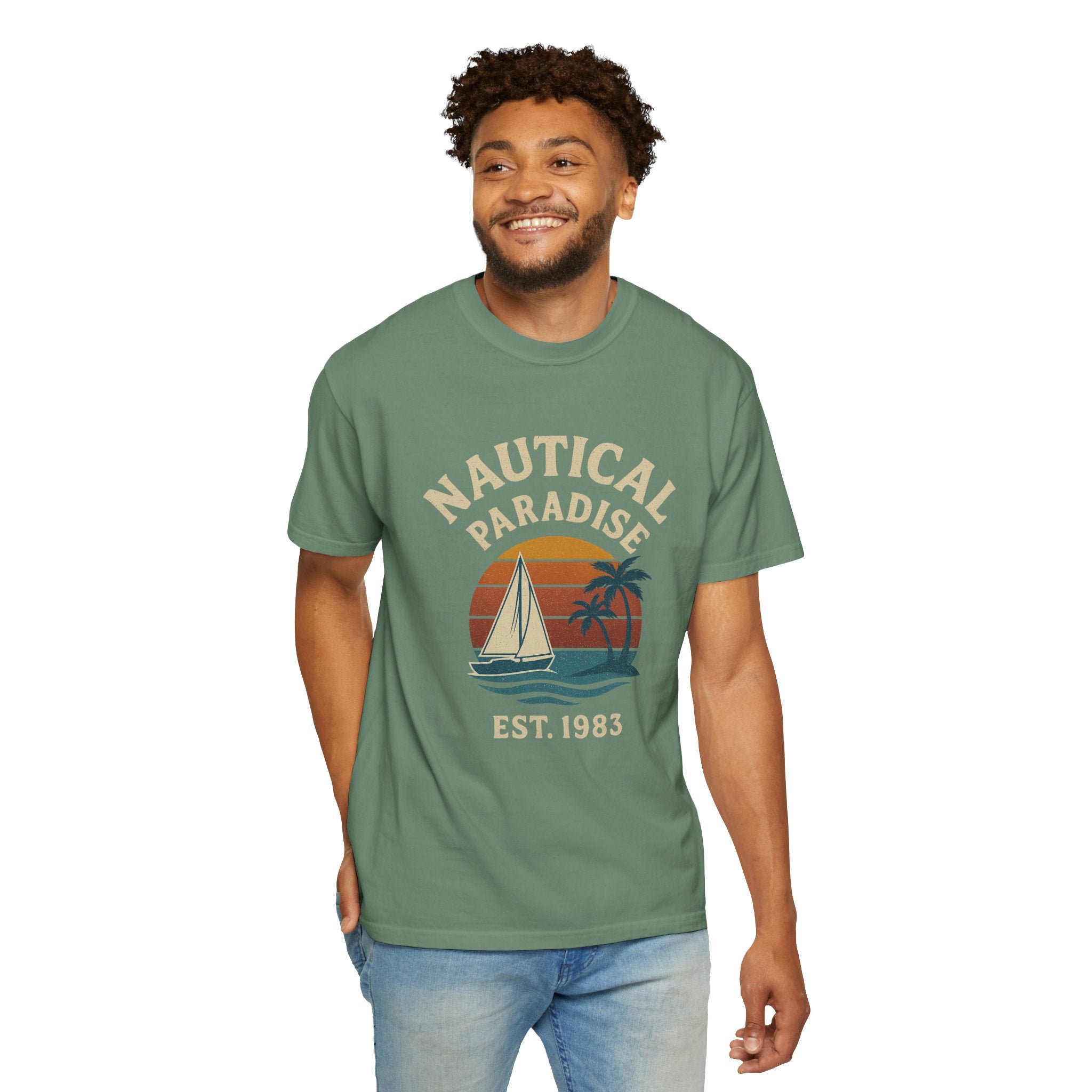 Nautical Paradise – Unisex Vintage Sailing Tee - Maison Nautique 