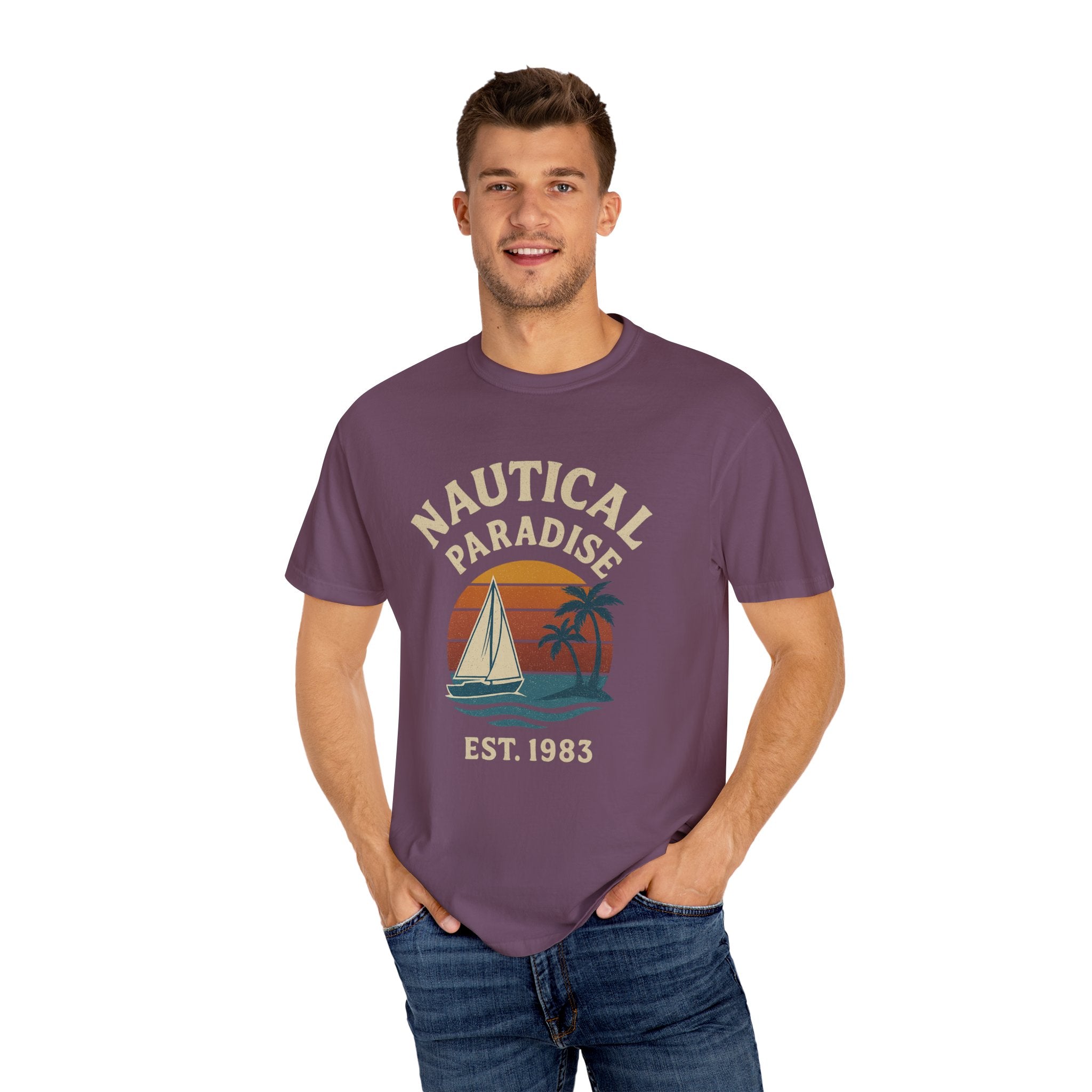 Nautical Paradise – Unisex Vintage Sailing Tee - Maison Nautique 