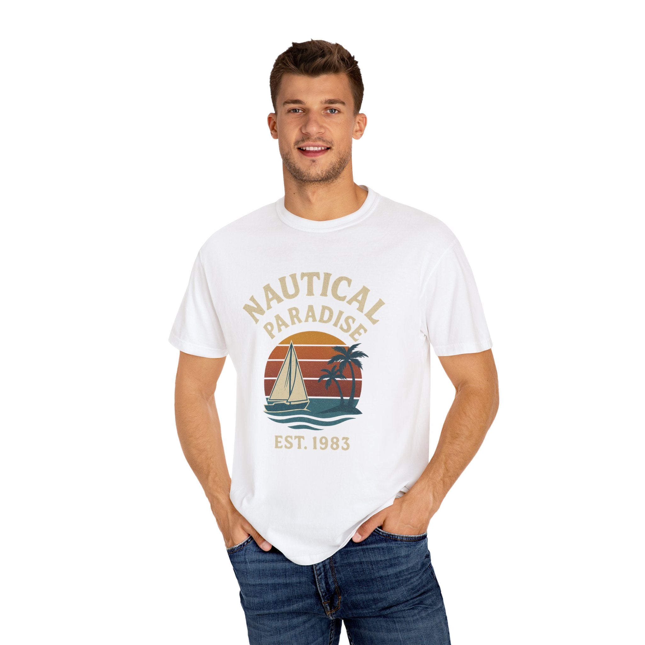 Nautical Paradise – Unisex Vintage Sailing Tee - Maison Nautique 