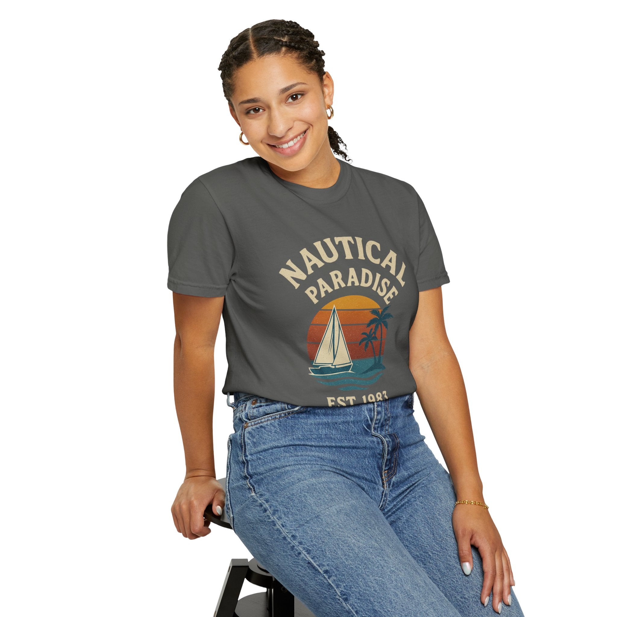 Nautical Paradise – Unisex Vintage Sailing Tee - Maison Nautique 