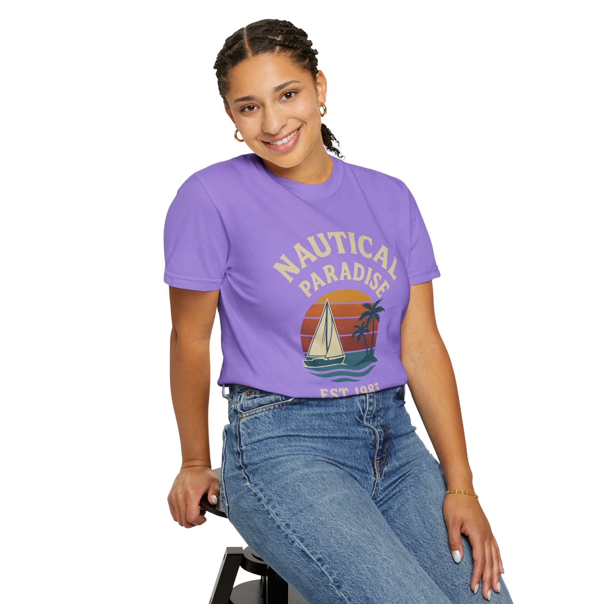 Nautical Paradise – Unisex Vintage Sailing Tee - Maison Nautique 