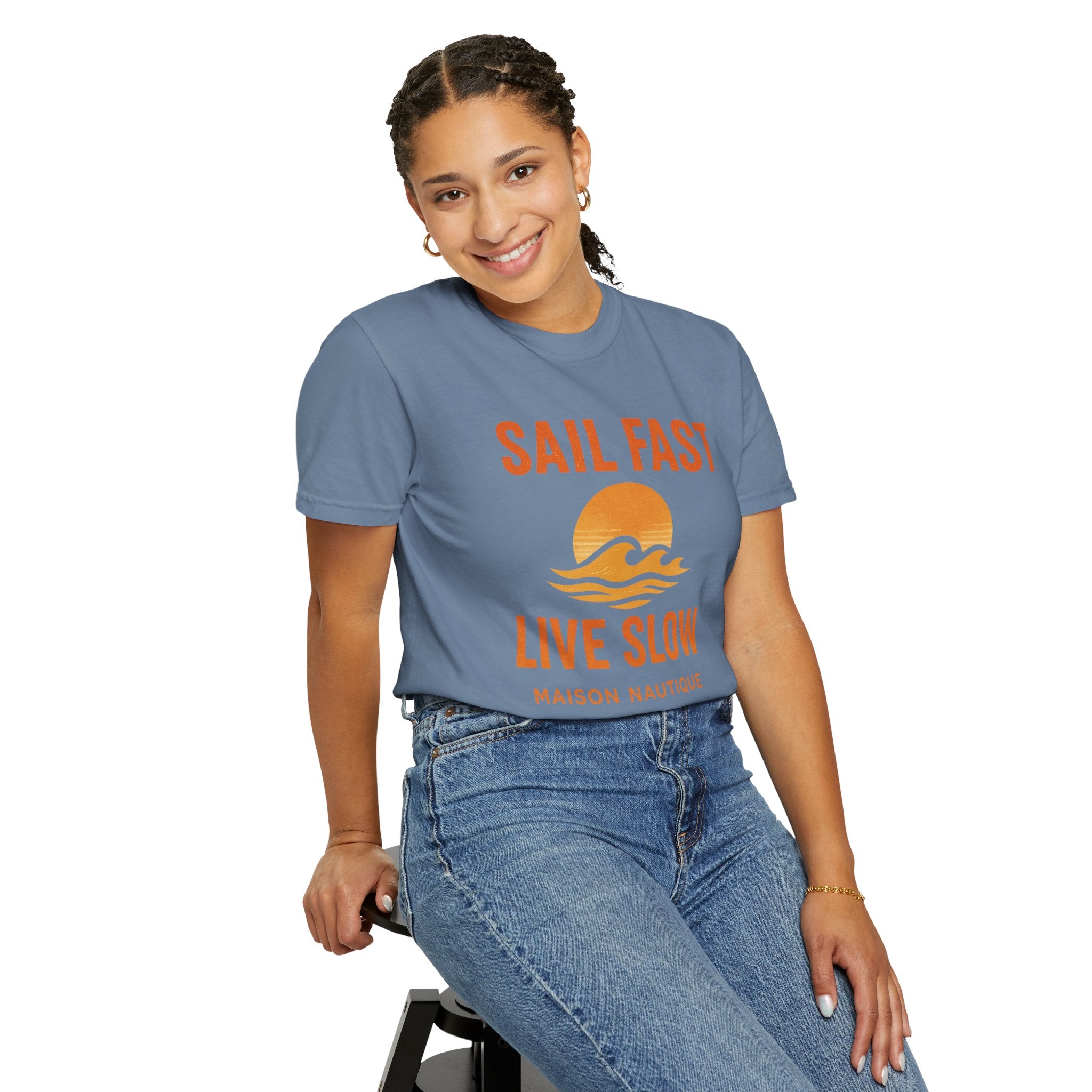 Sail Fast, Live Slow – Unisex Nautical Tee - Maison Nautique 