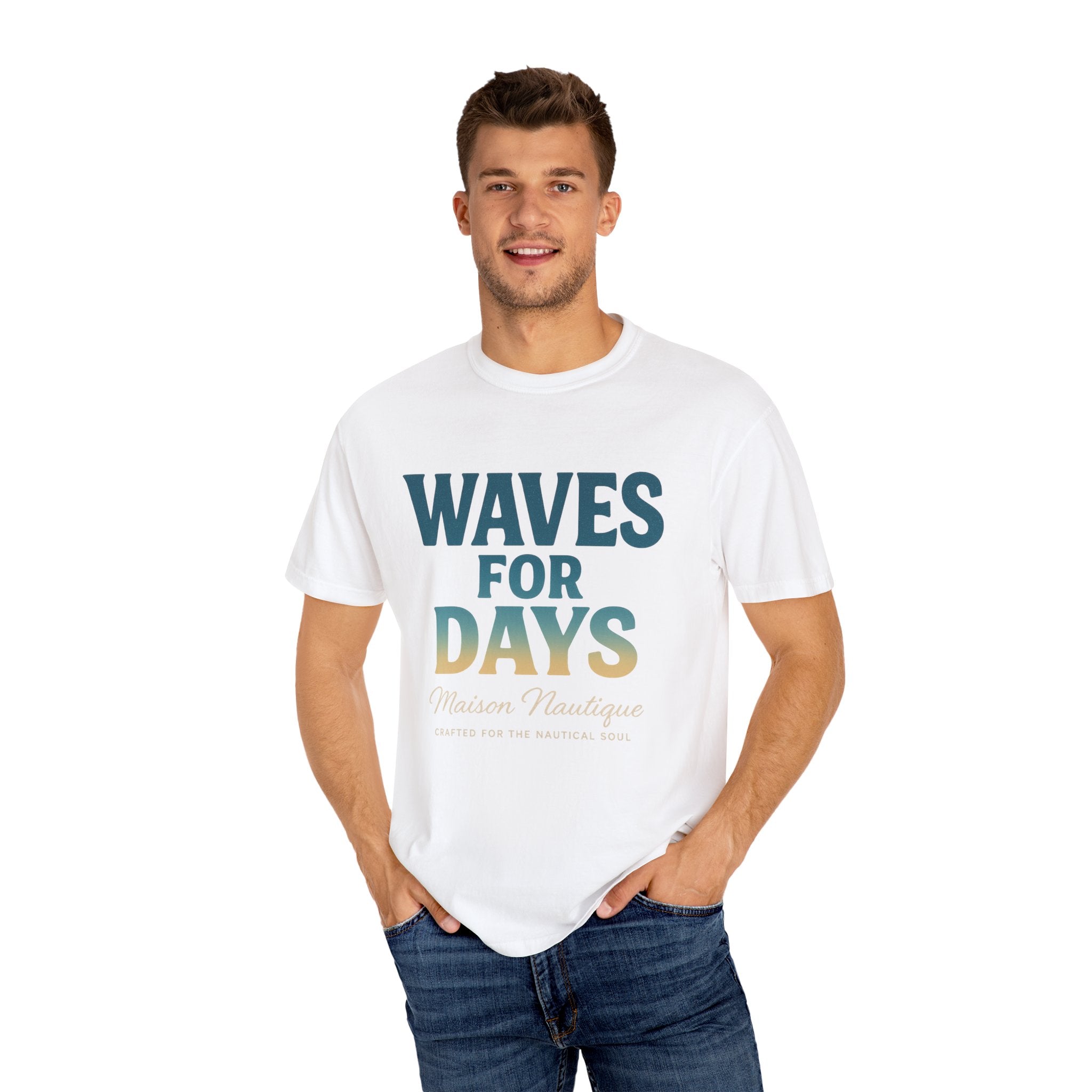 Waves for Days – Unisex Nautical V-Neck Tee - Maison Nautique 