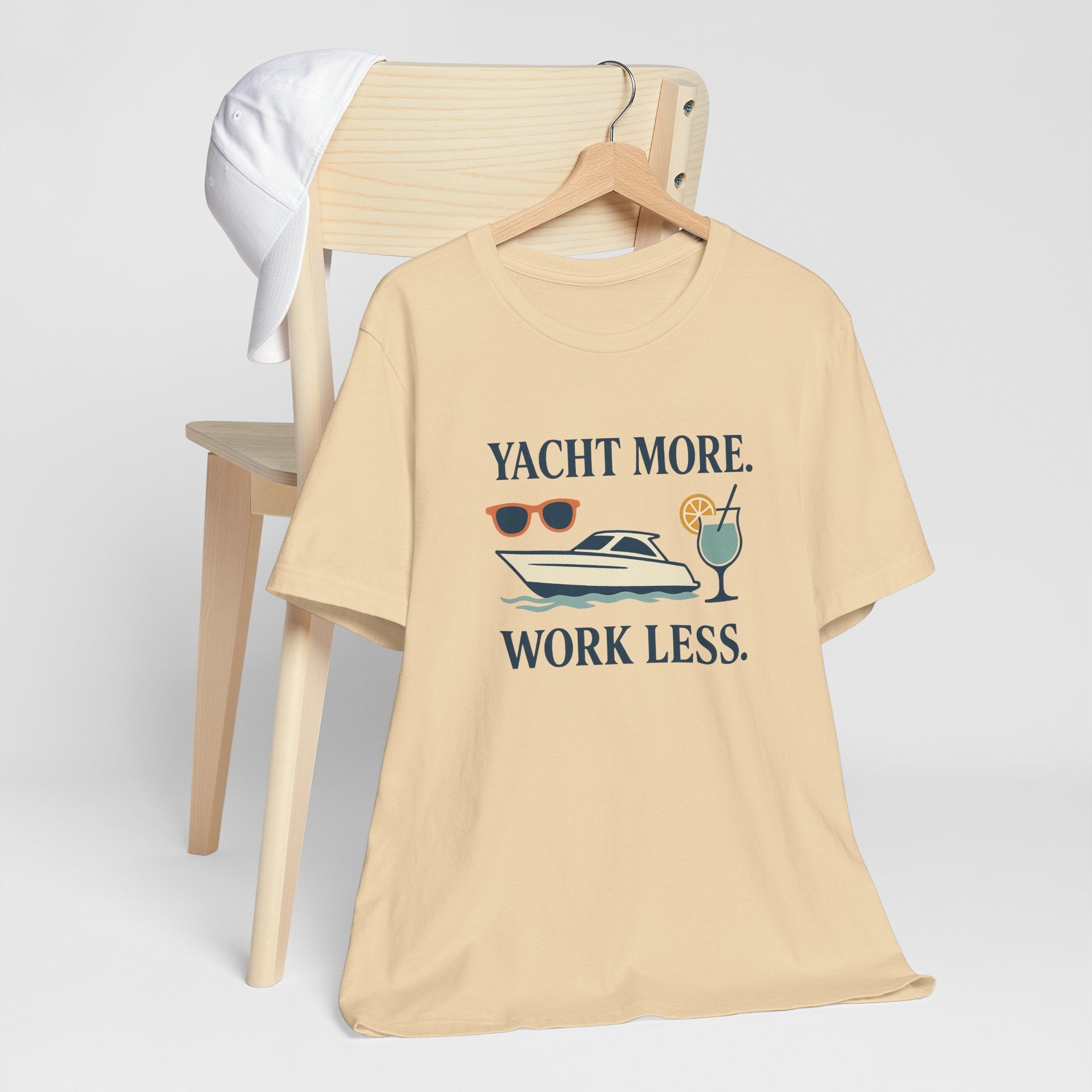 Yacht More, Work Less” Tee – Coastal Classics Collection - Maison Nautique 