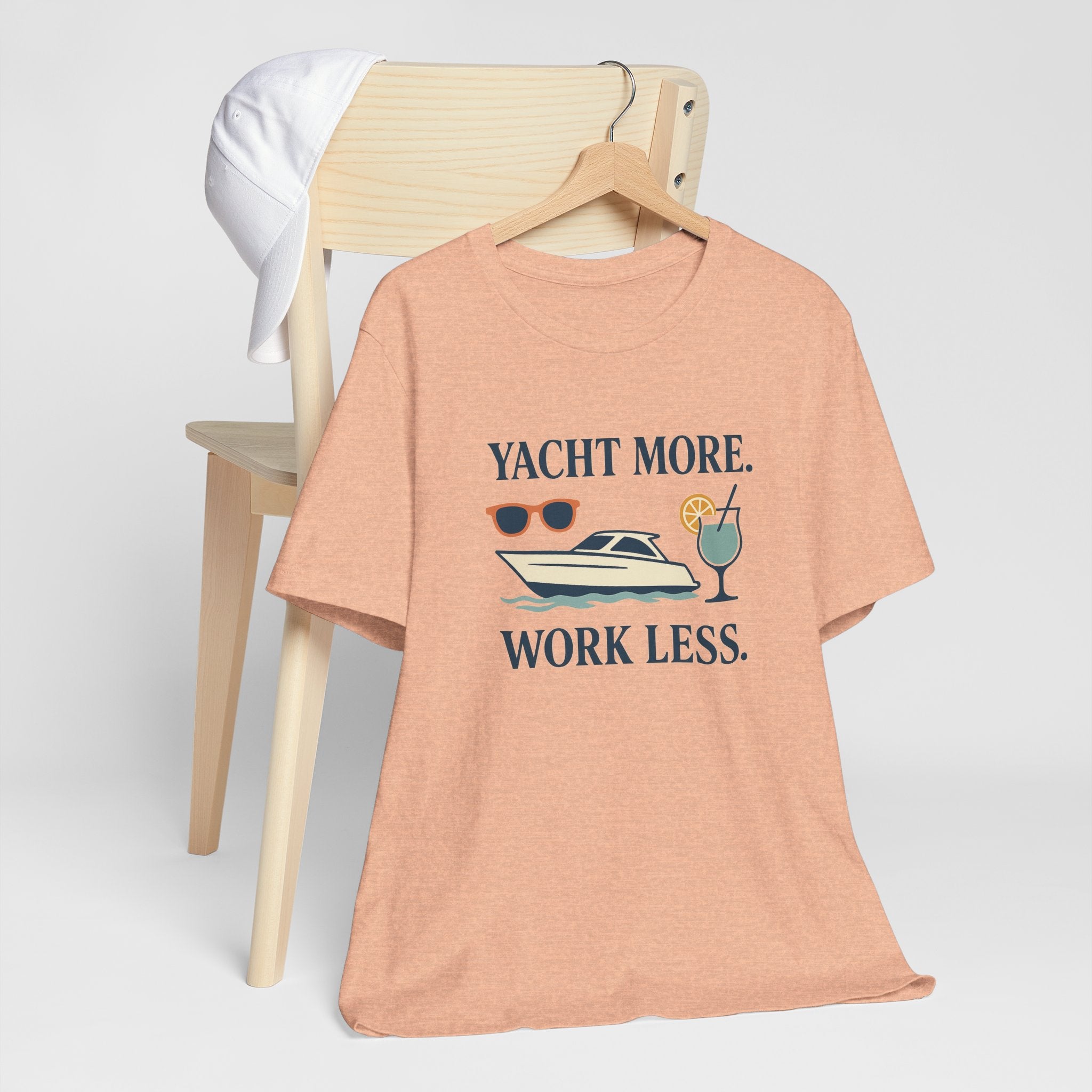 Yacht More, Work Less” Tee – Coastal Classics Collection - Maison Nautique 