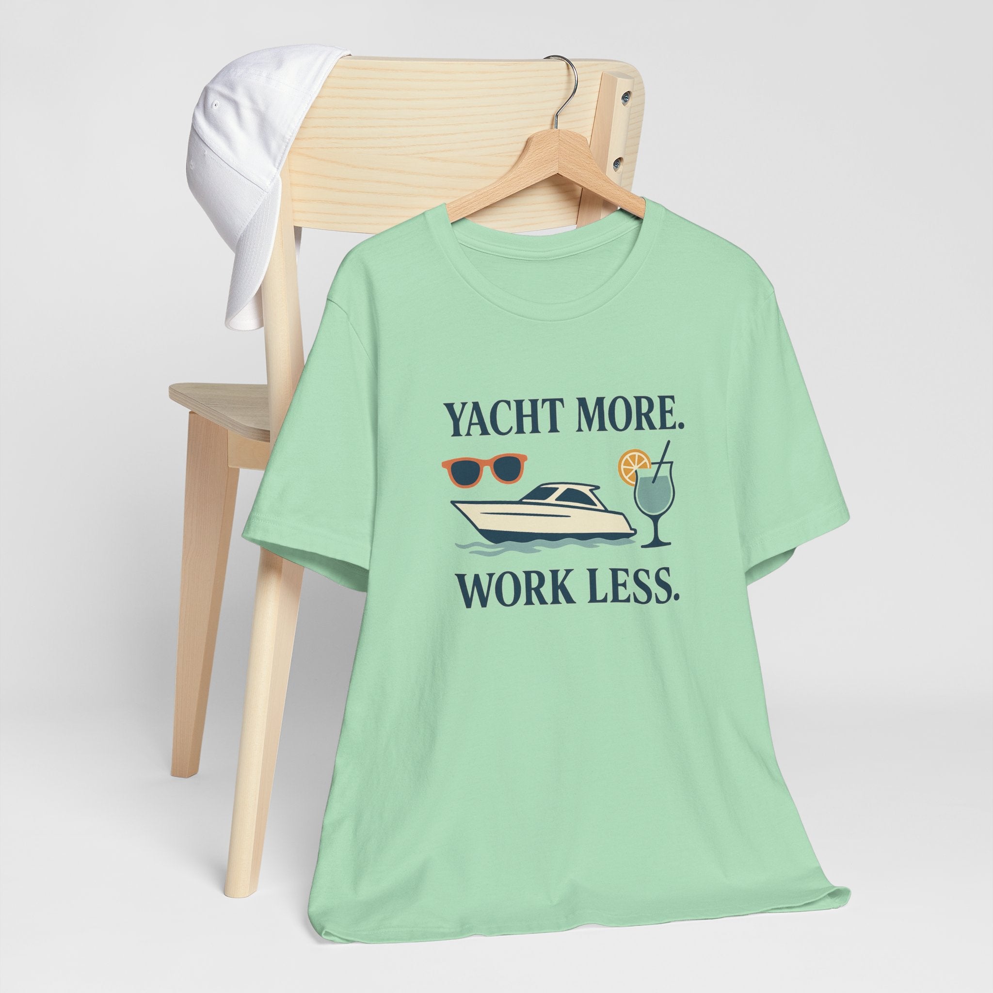Yacht More, Work Less” Tee – Coastal Classics Collection - Maison Nautique 