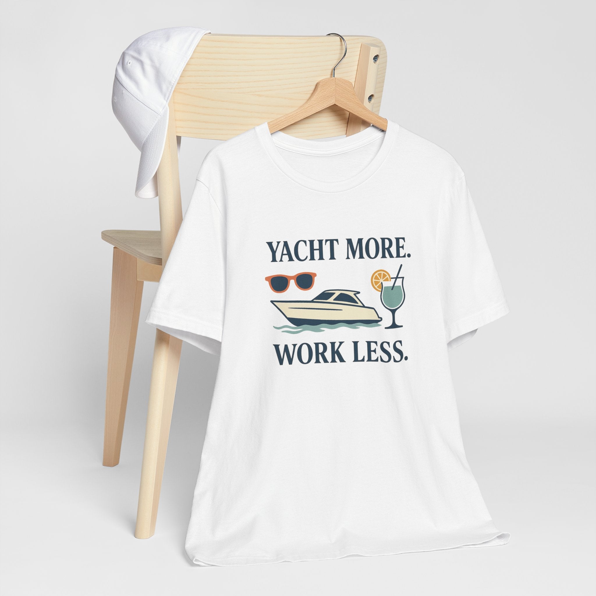 Yacht More, Work Less” Tee – Coastal Classics Collection - Maison Nautique 