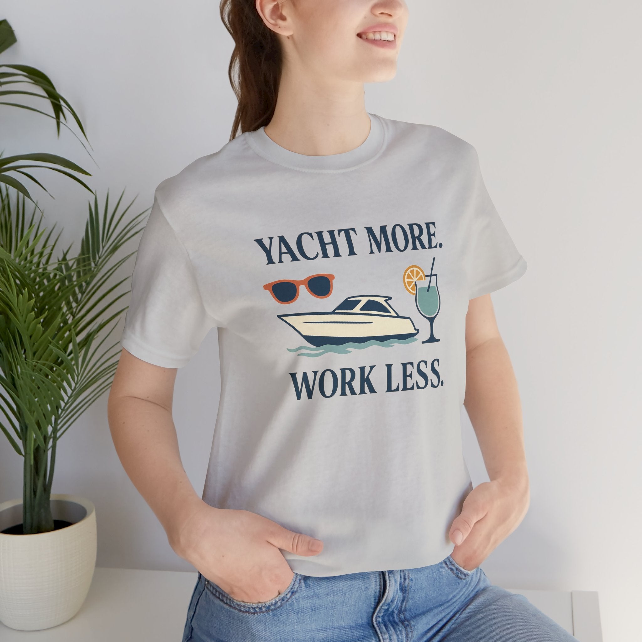 Yacht More, Work Less” Tee – Coastal Classics Collection - Maison Nautique 