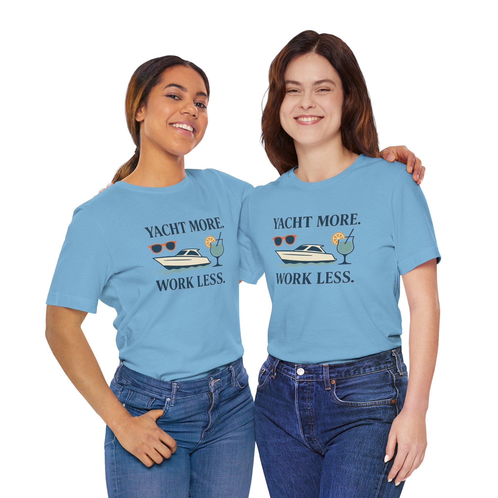 Yacht More, Work Less” Tee – Coastal Classics Collection - Maison Nautique 