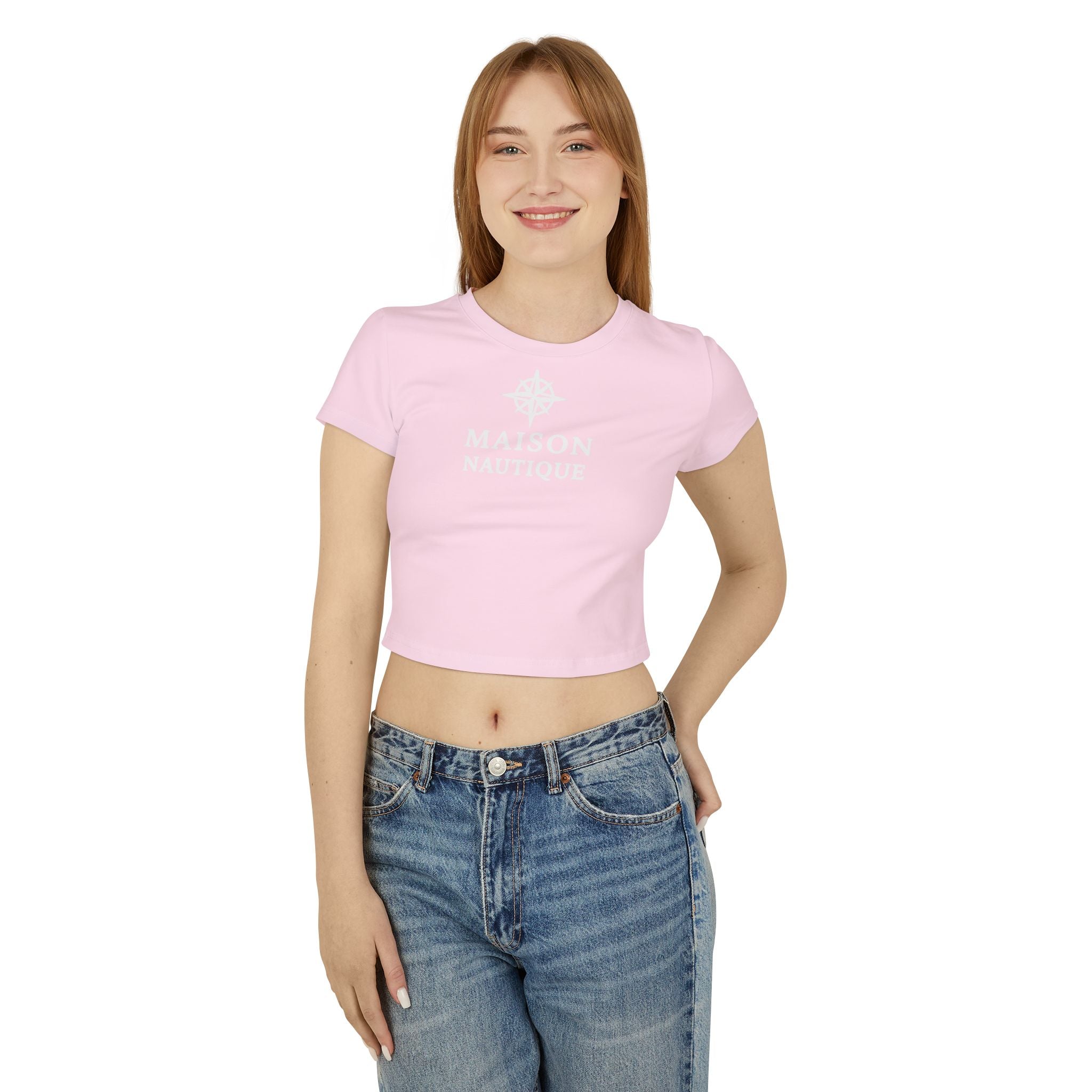 Maison Nautique Signature Compass Crop Tee – Women’s Coastal Fit - Maison Nautique 