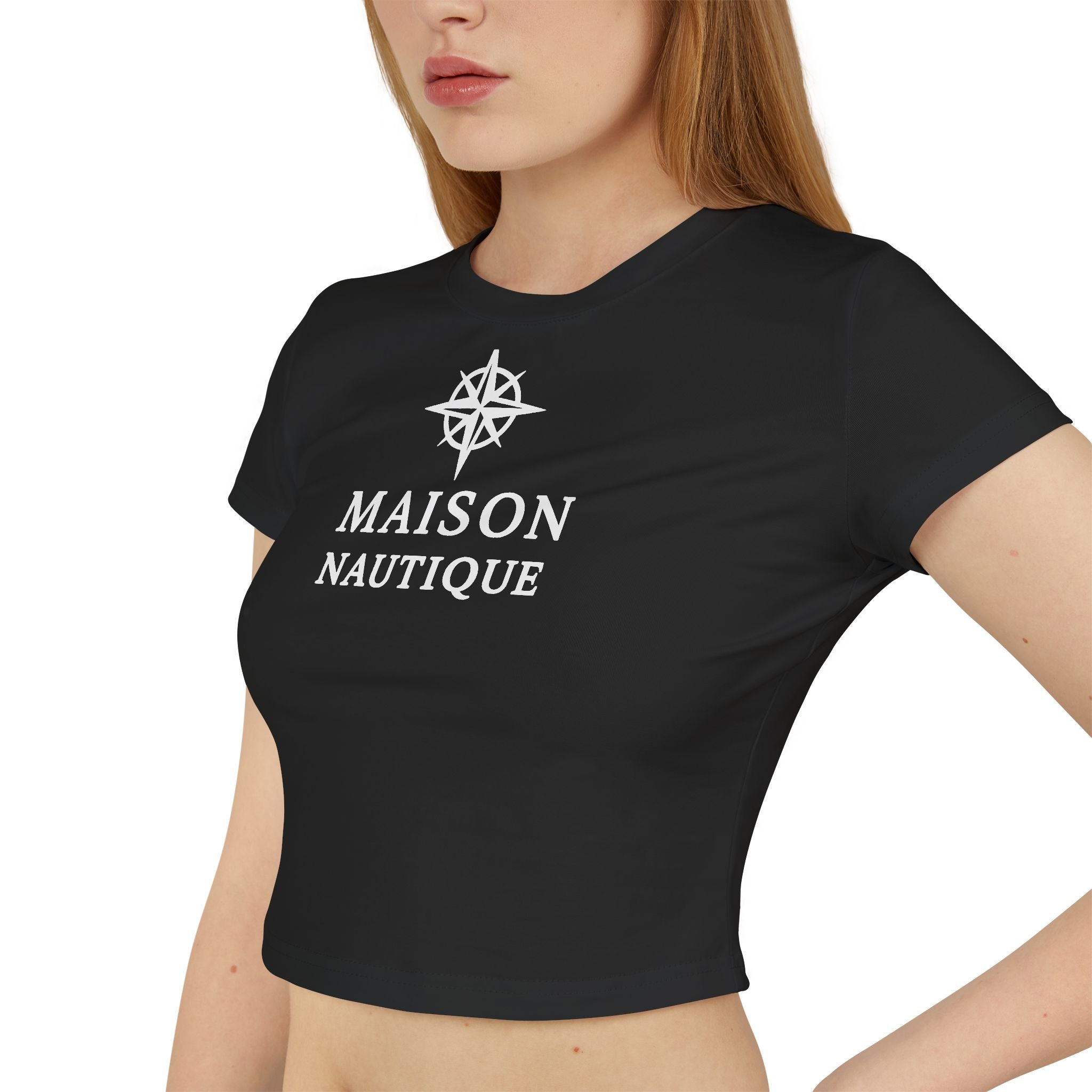 Maison Nautique Signature Compass Crop Tee – Women’s Coastal Fit - Maison Nautique 