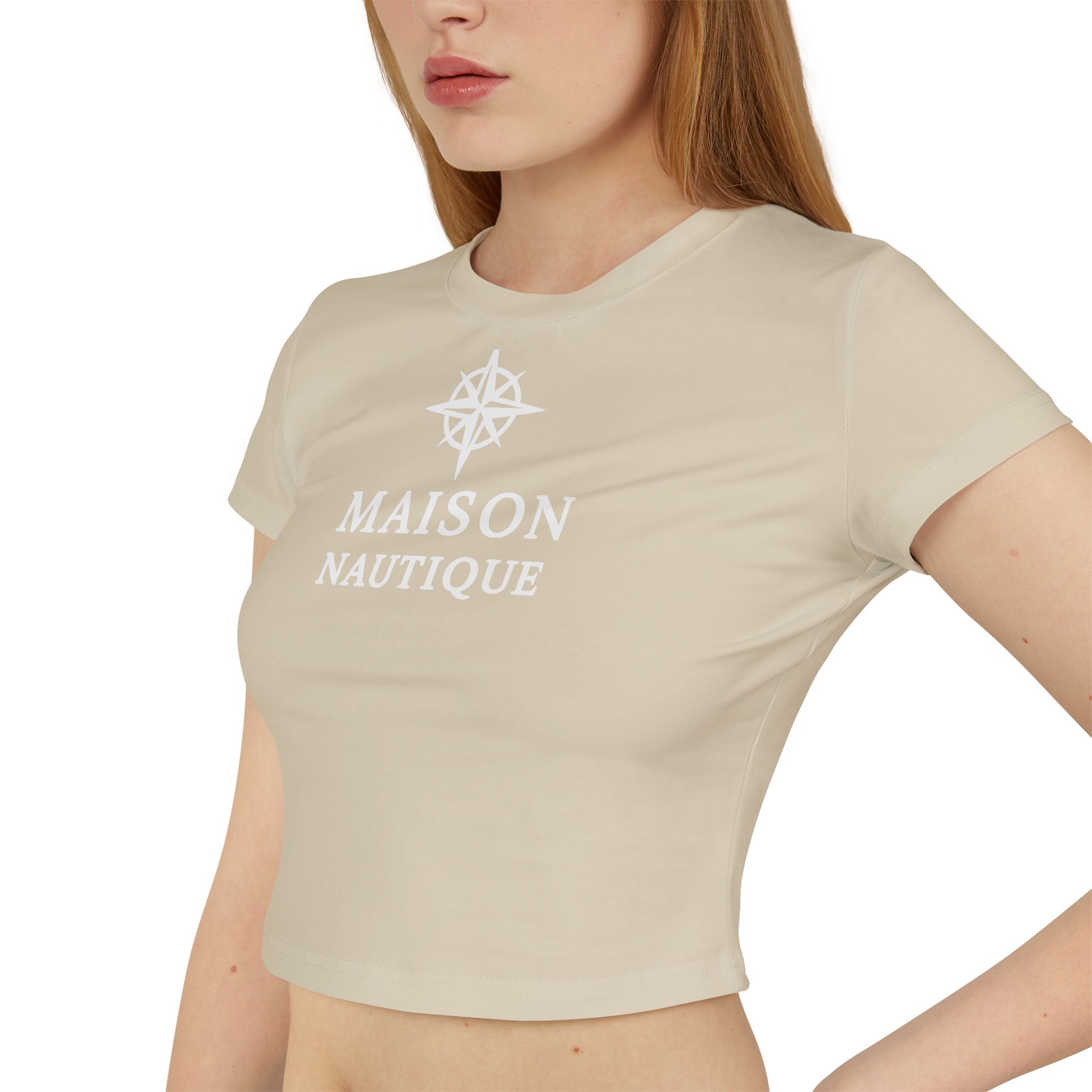 Maison Nautique Signature Compass Crop Tee – Women’s Coastal Fit - Maison Nautique 
