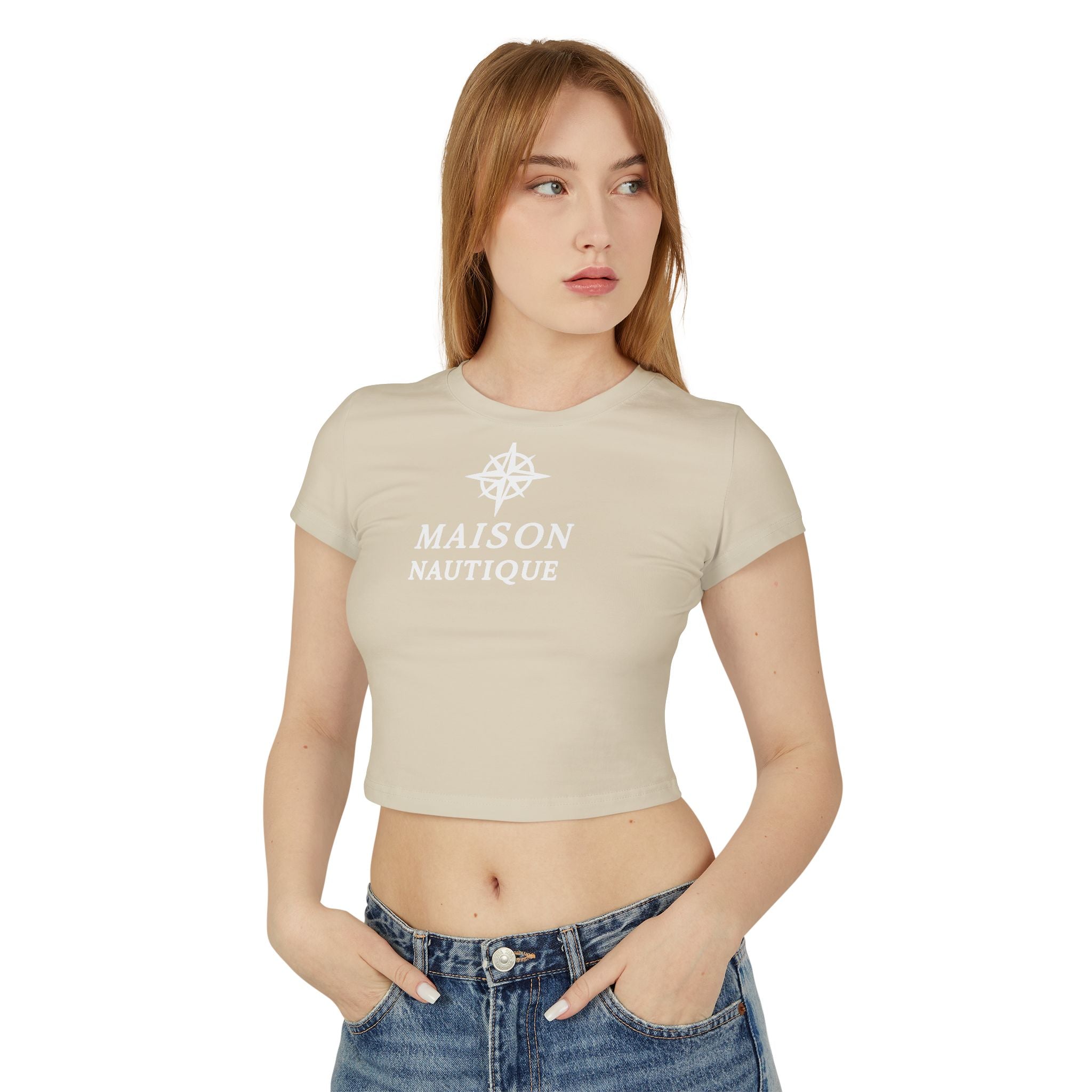 Maison Nautique Signature Compass Crop Tee – Women’s Coastal Fit - Maison Nautique 