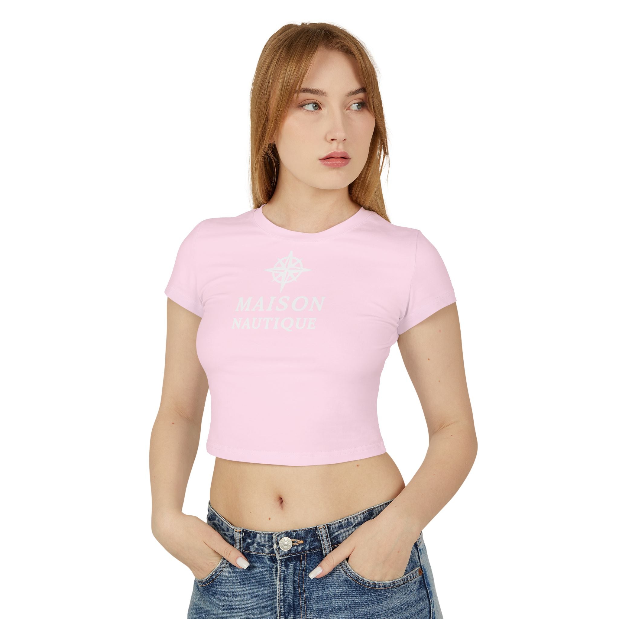 Maison Nautique Signature Compass Crop Tee – Women’s Coastal Fit - Maison Nautique 