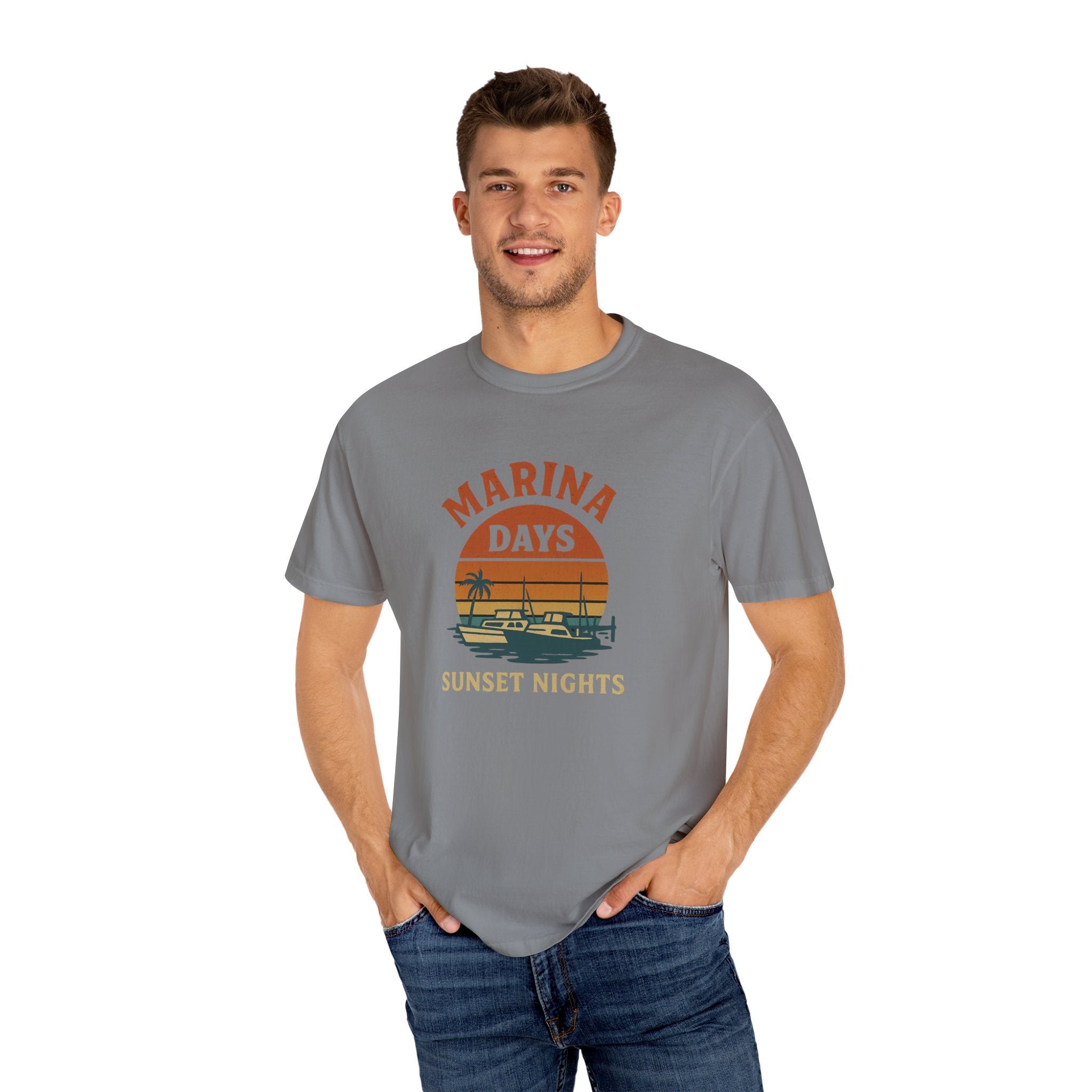Marina Days, Sunset Nights – Unisex Garment-Dyed Tee | Unisex - Maison Nautique 