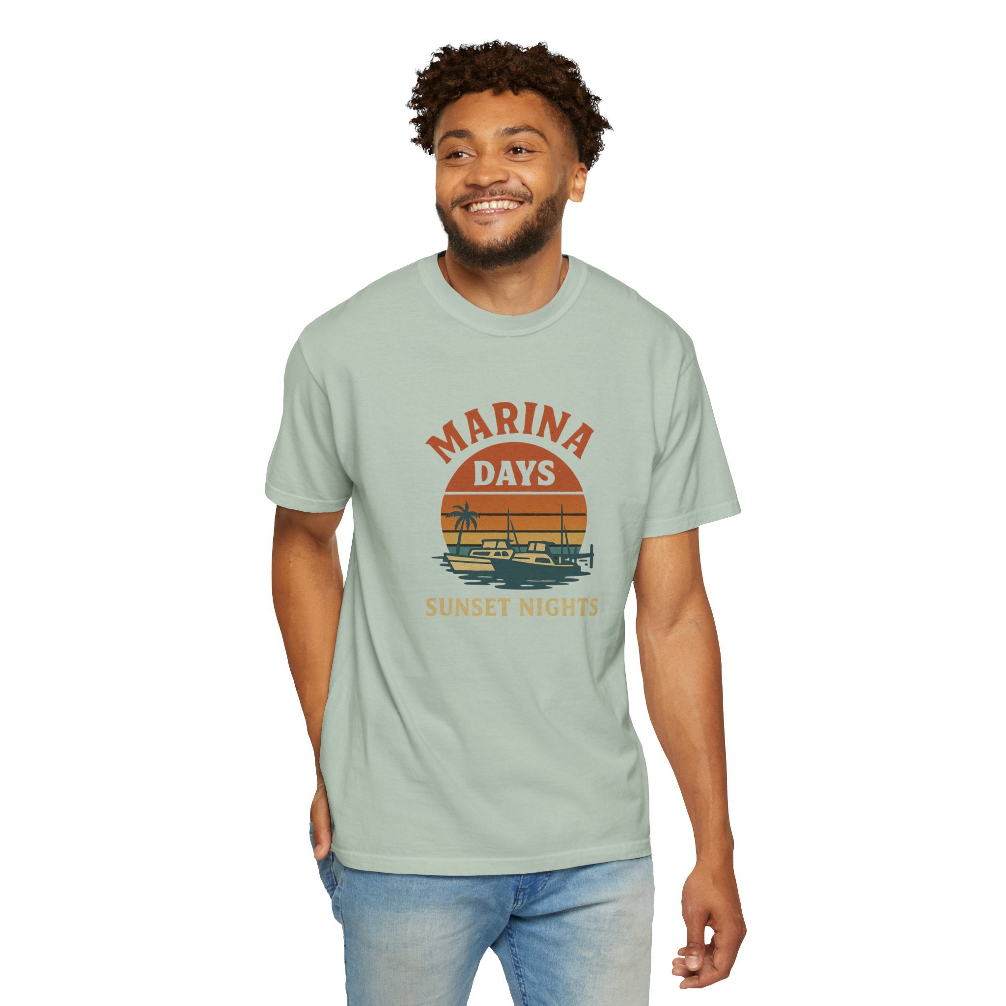Marina Days, Sunset Nights – Unisex Garment-Dyed Tee | Unisex - Maison Nautique 