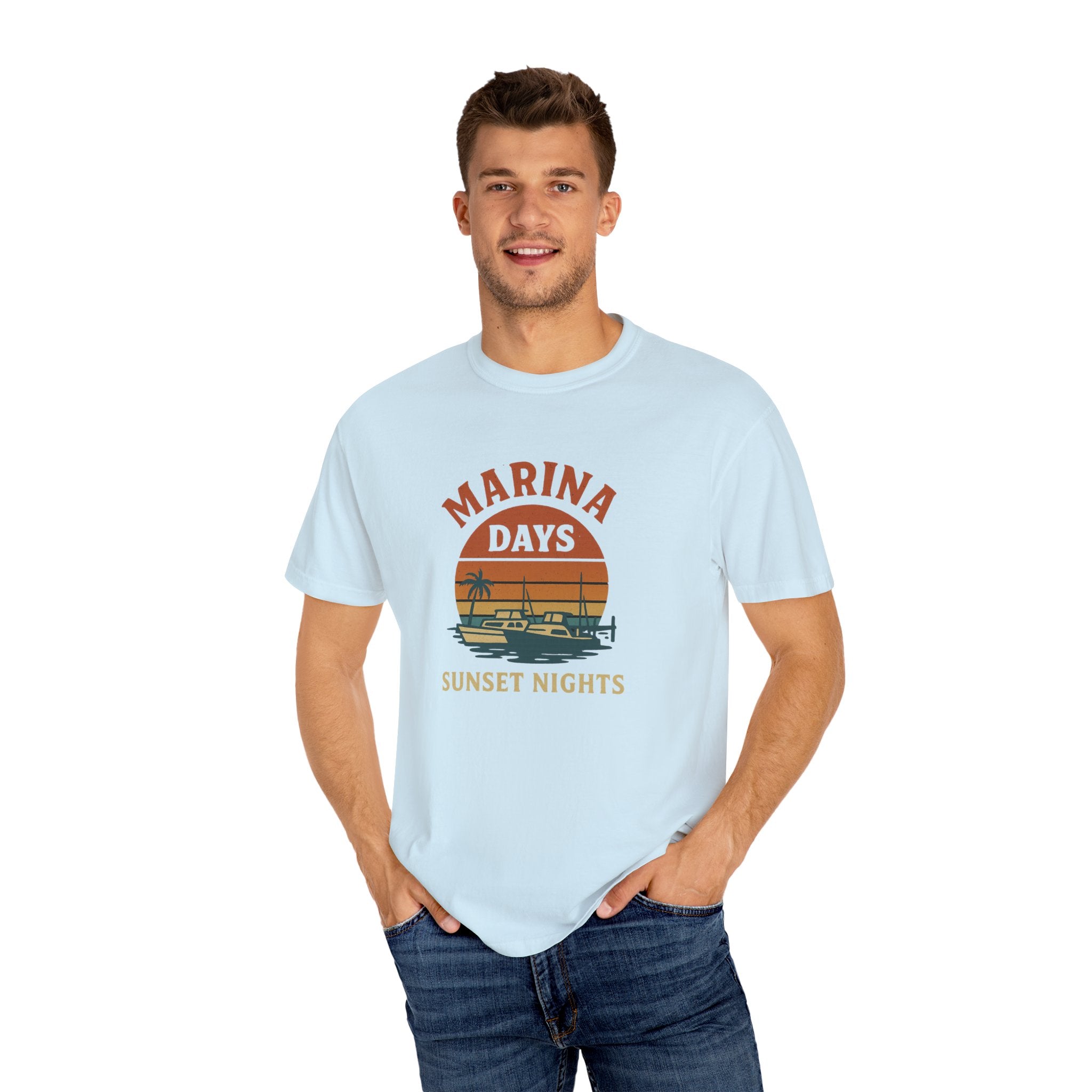 Marina Days, Sunset Nights – Unisex Garment-Dyed Tee | Unisex - Maison Nautique 