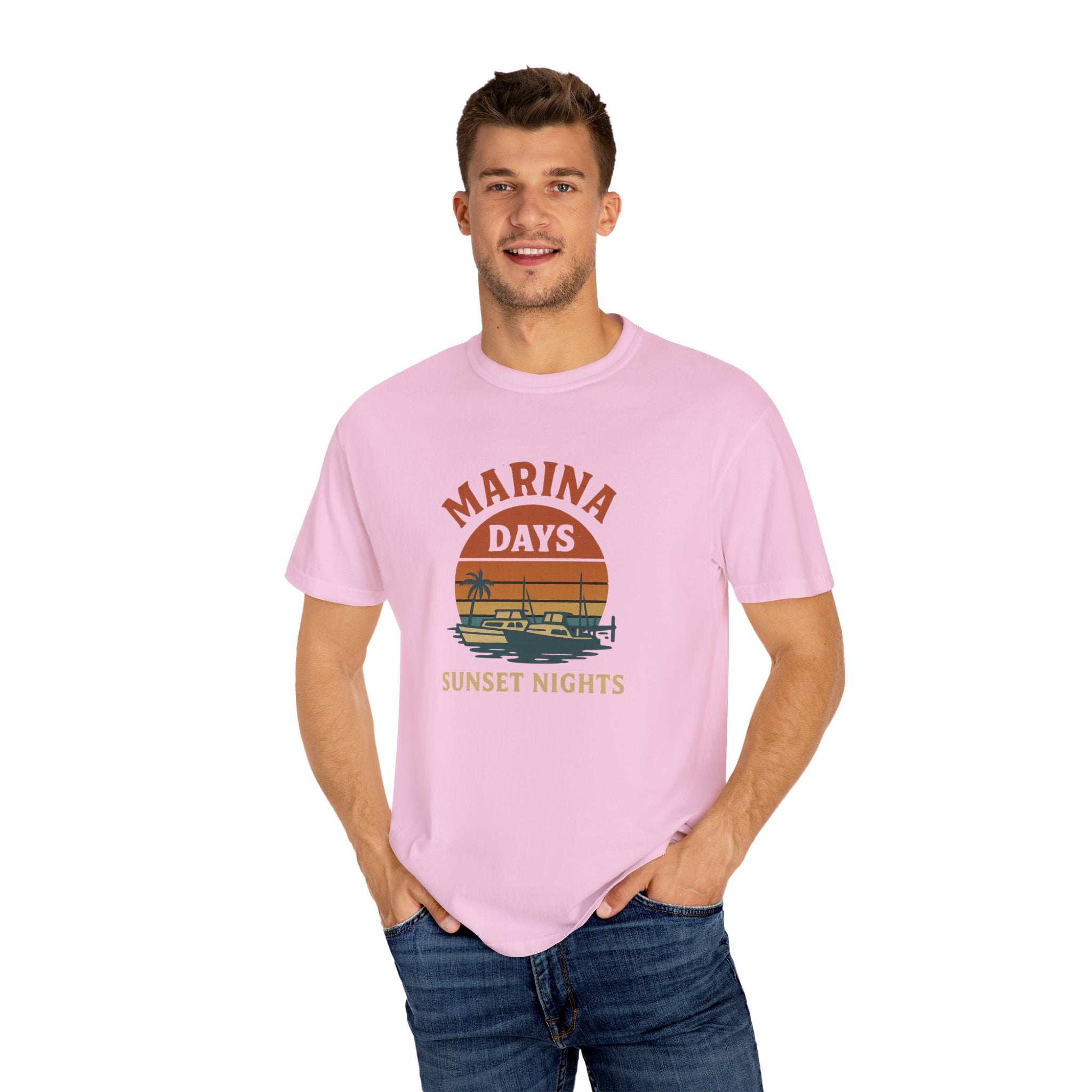 Marina Days, Sunset Nights – Unisex Garment-Dyed Tee | Unisex - Maison Nautique 